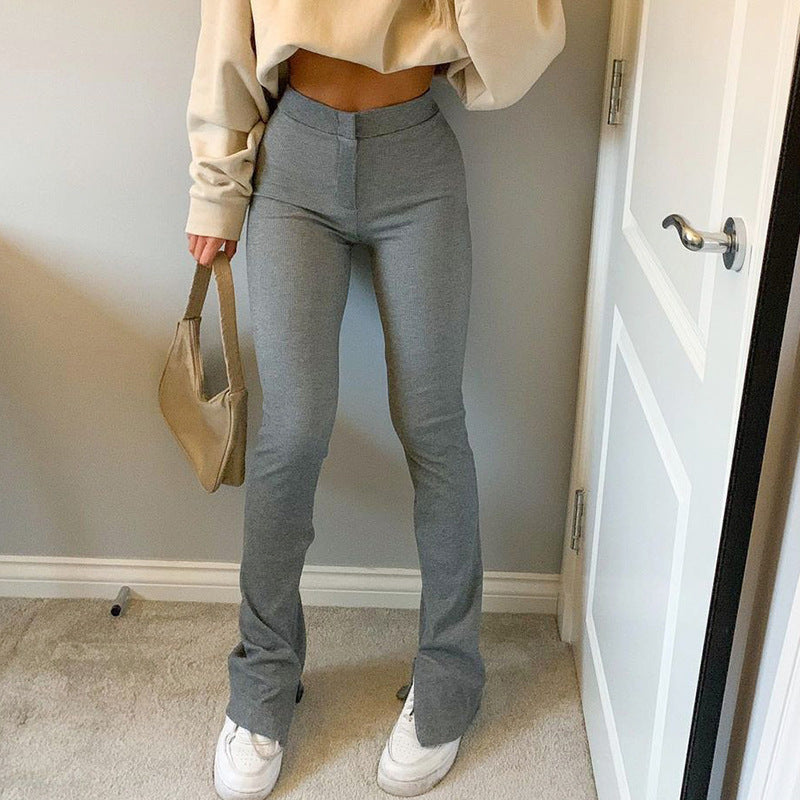 High waist skinny split casual pants for women - Willy05Boutique