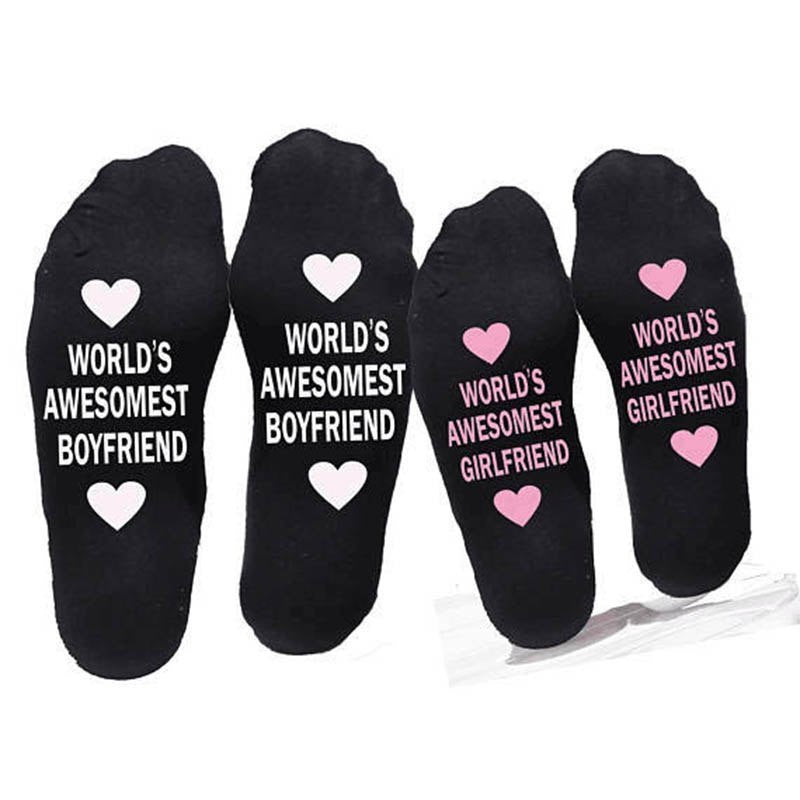 Unisex Men Women Cotton Socks with Printing Letter