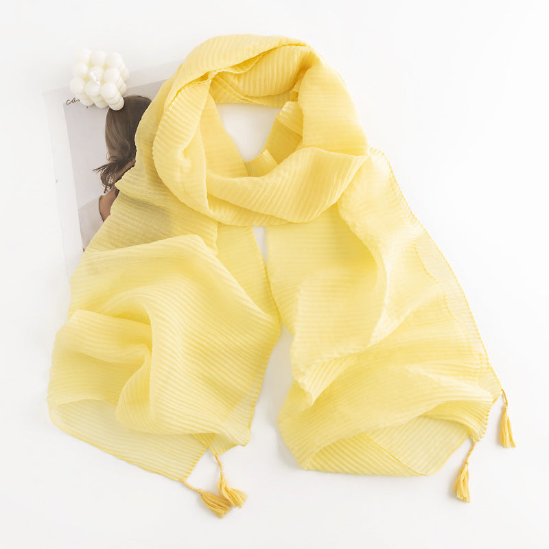 Women's Simple Casual Style Tassel Warm Scarf