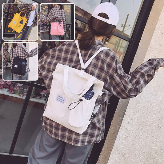 Harajuku Canvas Students Handbag with Pockets for Women