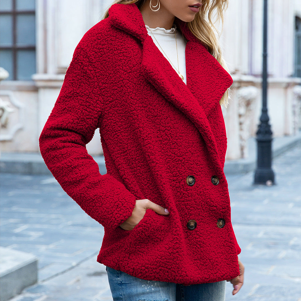 Loose Lapel Fluffy Winter Coat for Women - Willy05Boutique