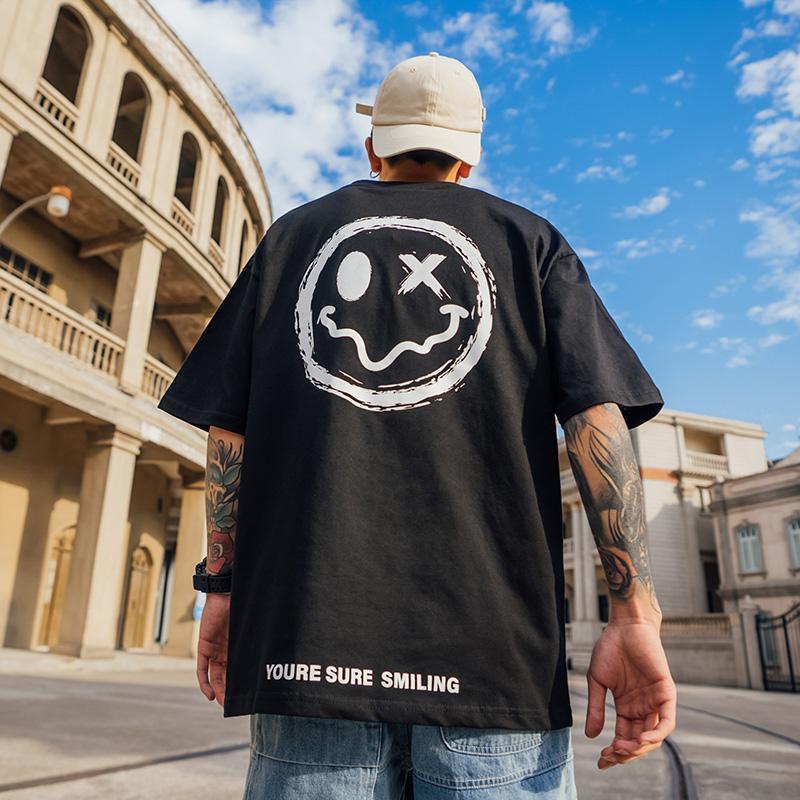 Smiley Drip T-shirt men short sleeve
