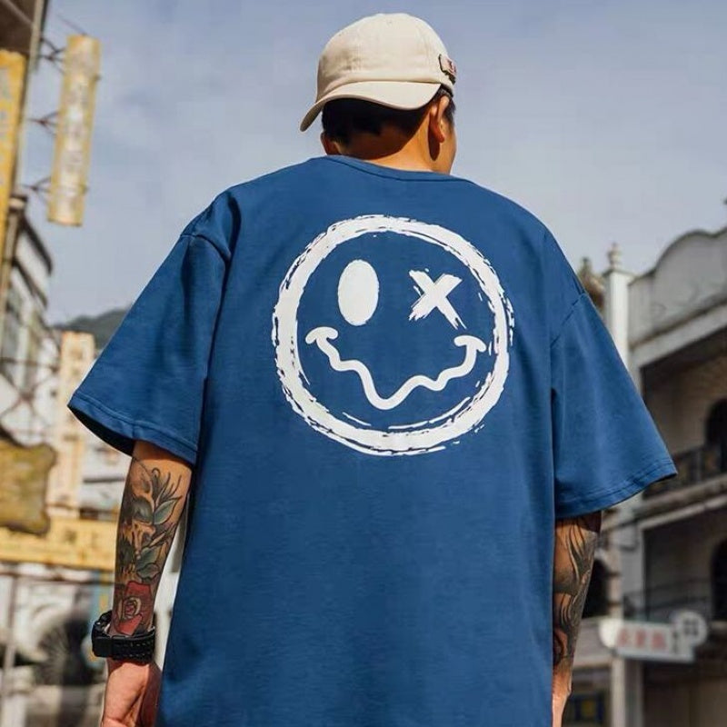 Smiley Drip T-shirt men short sleeve