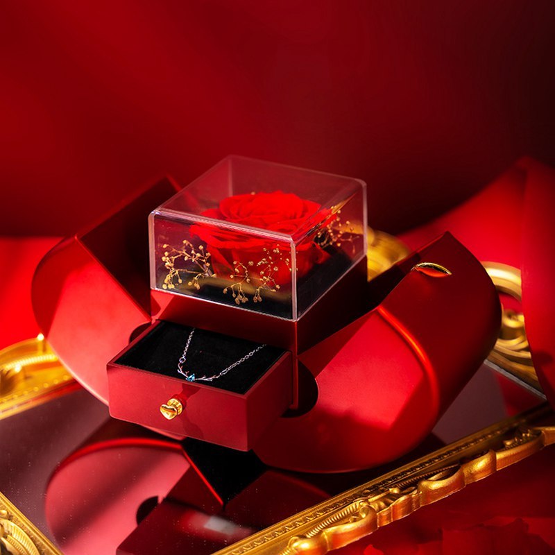 Jewelry Box with Artificial Flower Rose Flower Jewelry Box - Willy05Boutique