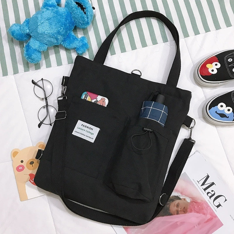 Harajuku Canvas Students Handbag with Pockets for Women - Willy05Boutique