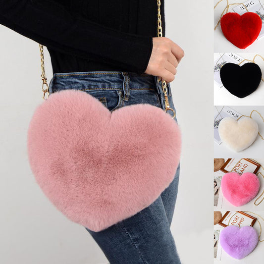 Plush Chain Shoulder Love Bags for Women