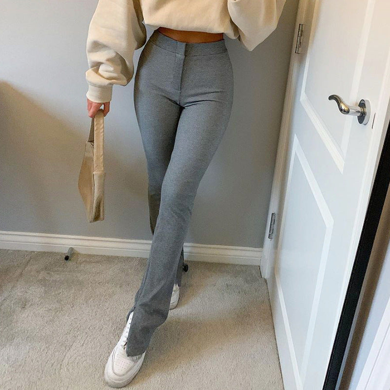 High waist skinny split casual pants for women - Willy05Boutique