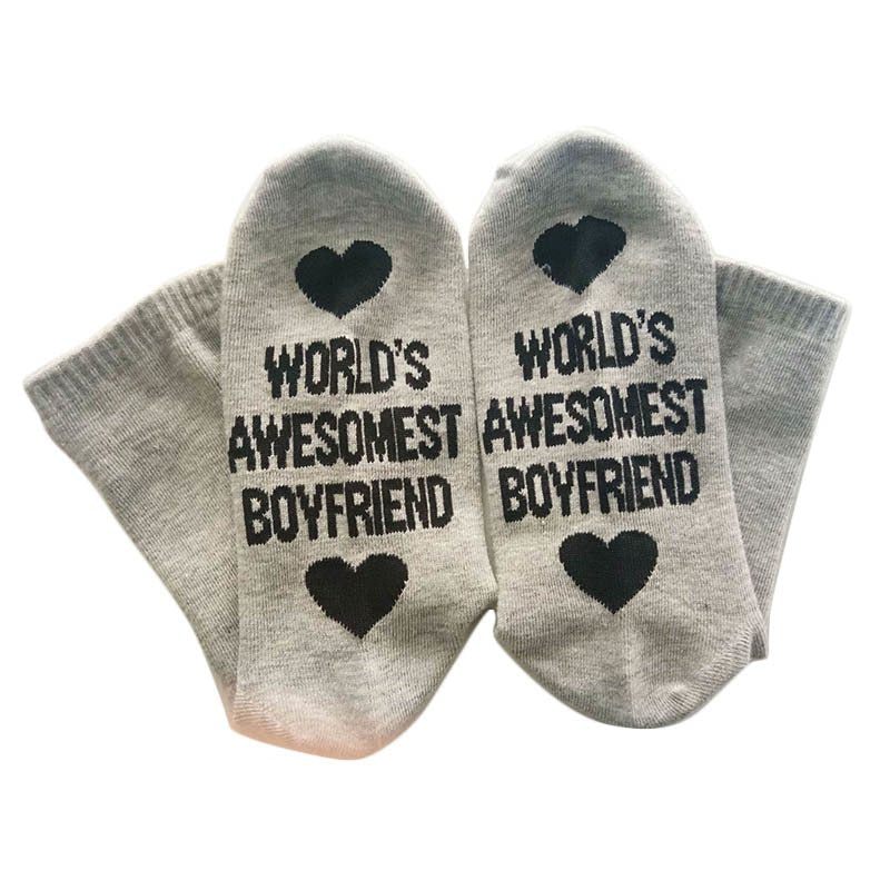 Unisex Men Women Cotton Socks with Printing Letter