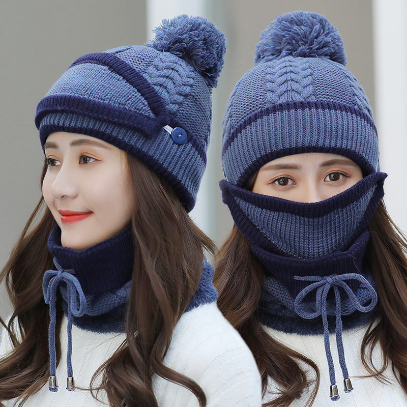 3pcs Knitted Beanie Winter Hat with Scarf for Women