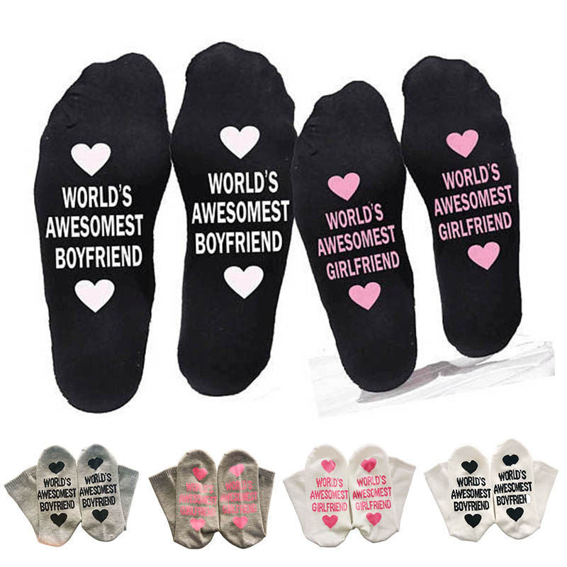 Unisex Men Women Cotton Socks with Printing Letter