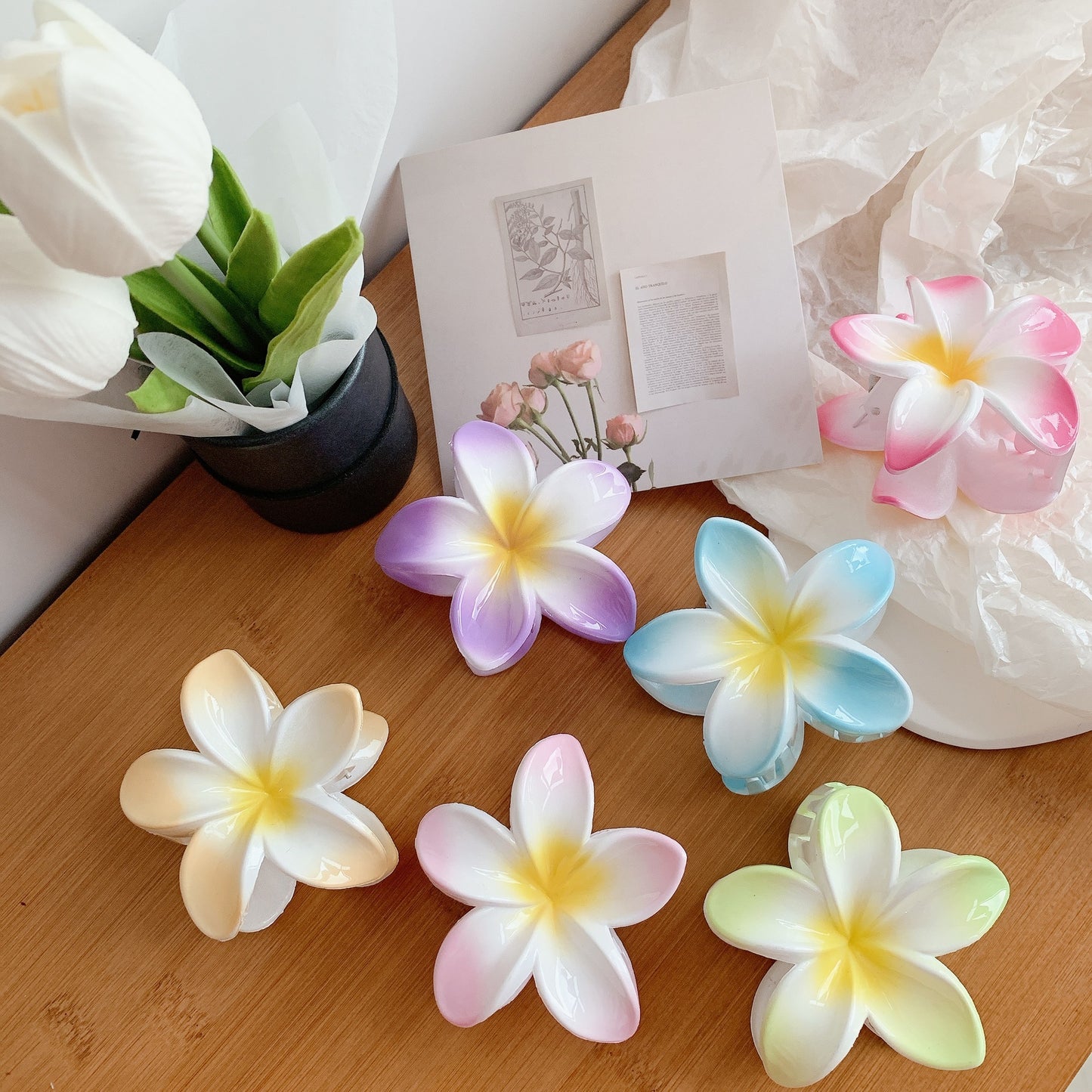 Muweordy Plumeria Flower Hair Clips for Women - Willy05Boutique