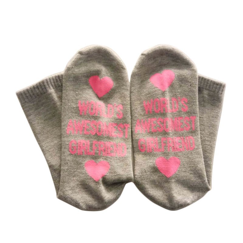 Unisex Men Women Cotton Socks with Printing Letter