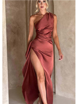 One-shoulder Backless Slit Dress - Willy05Boutique