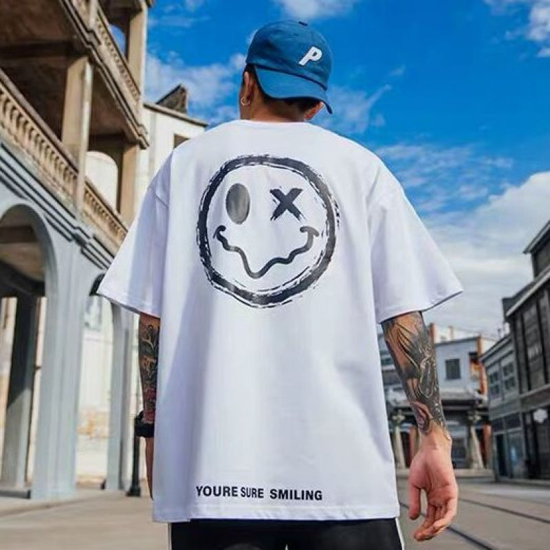 Smiley Drip T-shirt men short sleeve