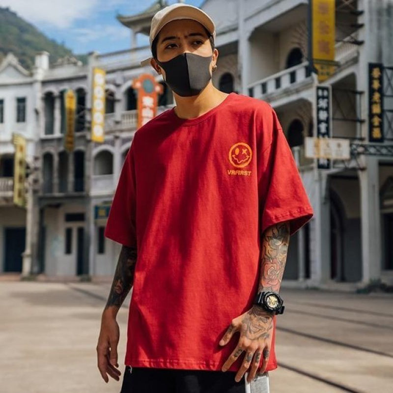 Smiley Drip T-shirt men short sleeve
