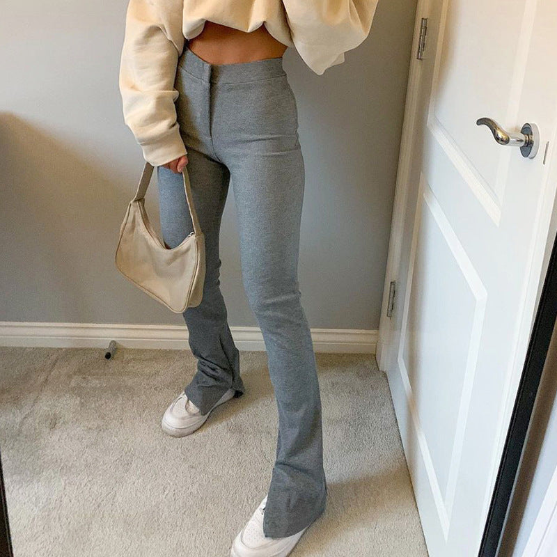 High waist skinny split casual pants for women - Willy05Boutique