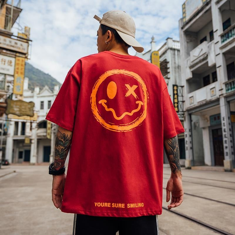 Smiley Drip T-shirt men short sleeve