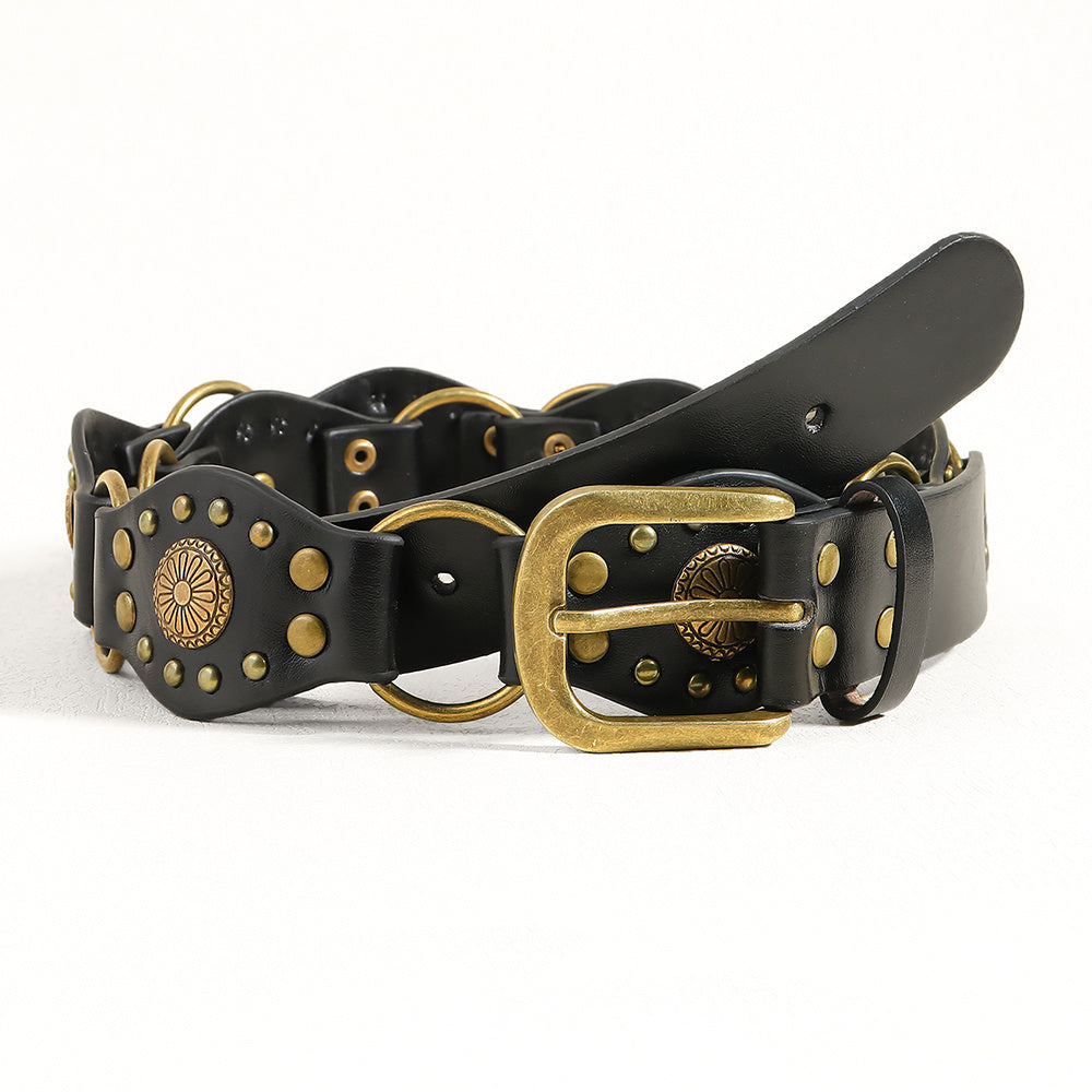 Riveted Metal Buckle Punk Hip Hop Fashion Vintage Belts