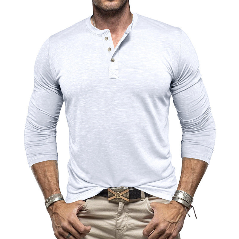 Men's Long-sleeved Henry Collar T-shirt - Willy05Boutique