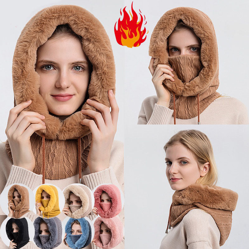 Warm Windproof Knit Hats Hooded with Scarf for Women - Willy05Boutique