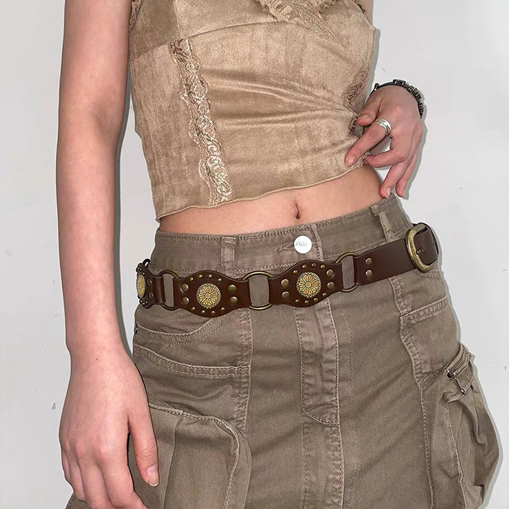 Riveted Metal Buckle Punk Hip Hop Fashion Vintage Belts