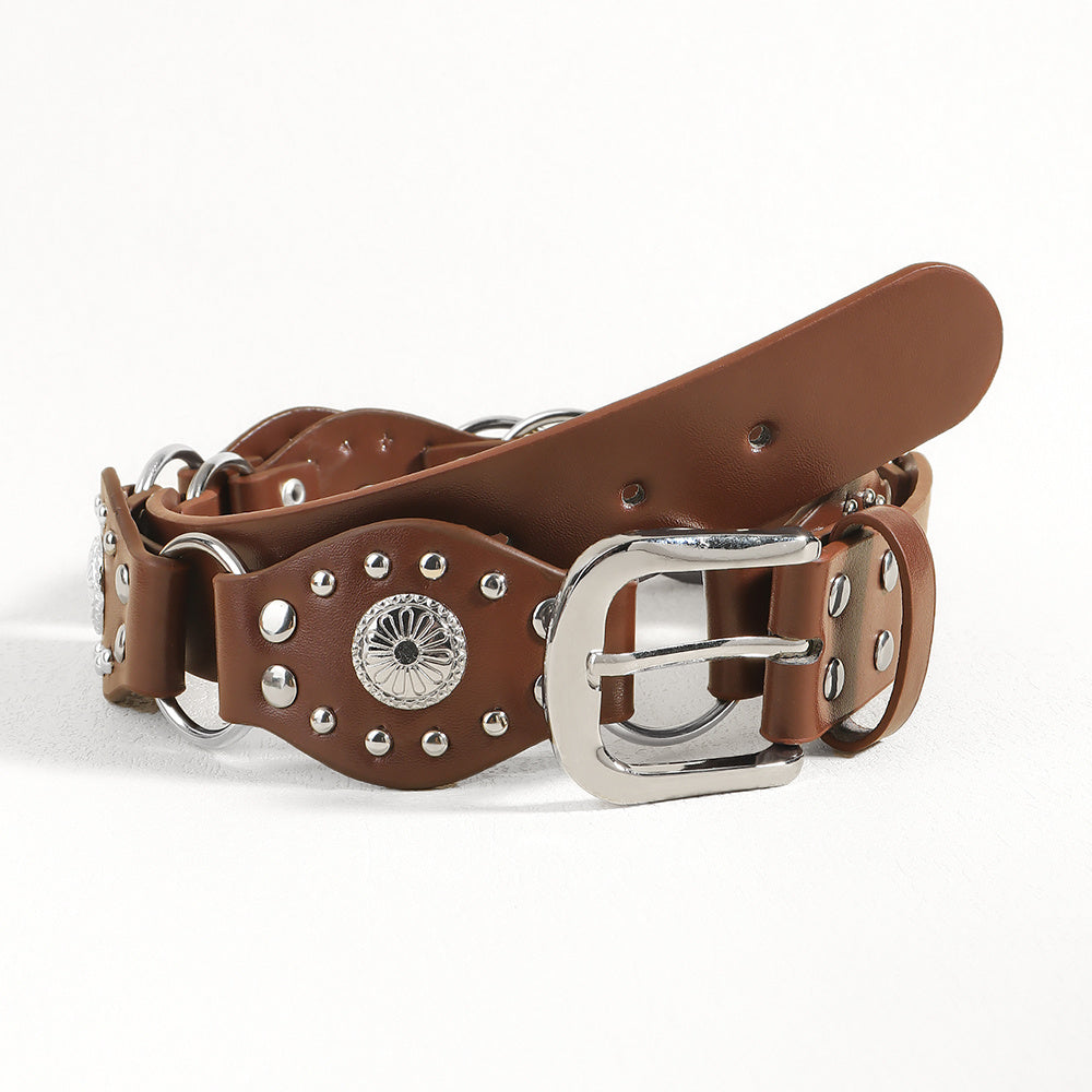 Riveted Metal Buckle Punk Hip Hop Fashion Vintage Belts