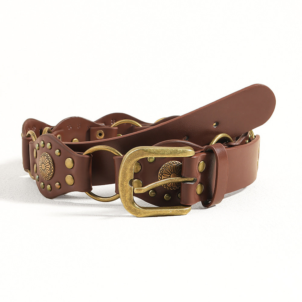Riveted Metal Buckle Punk Hip Hop Fashion Vintage Belts