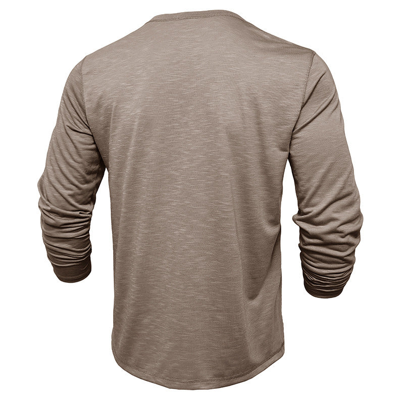 Men's Long-sleeved Henry Collar T-shirt - Willy05Boutique
