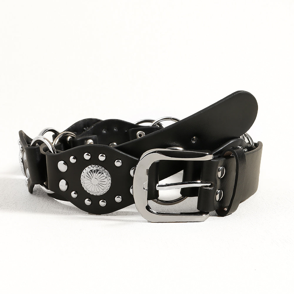 Riveted Metal Buckle Punk Hip Hop Fashion Vintage Belts