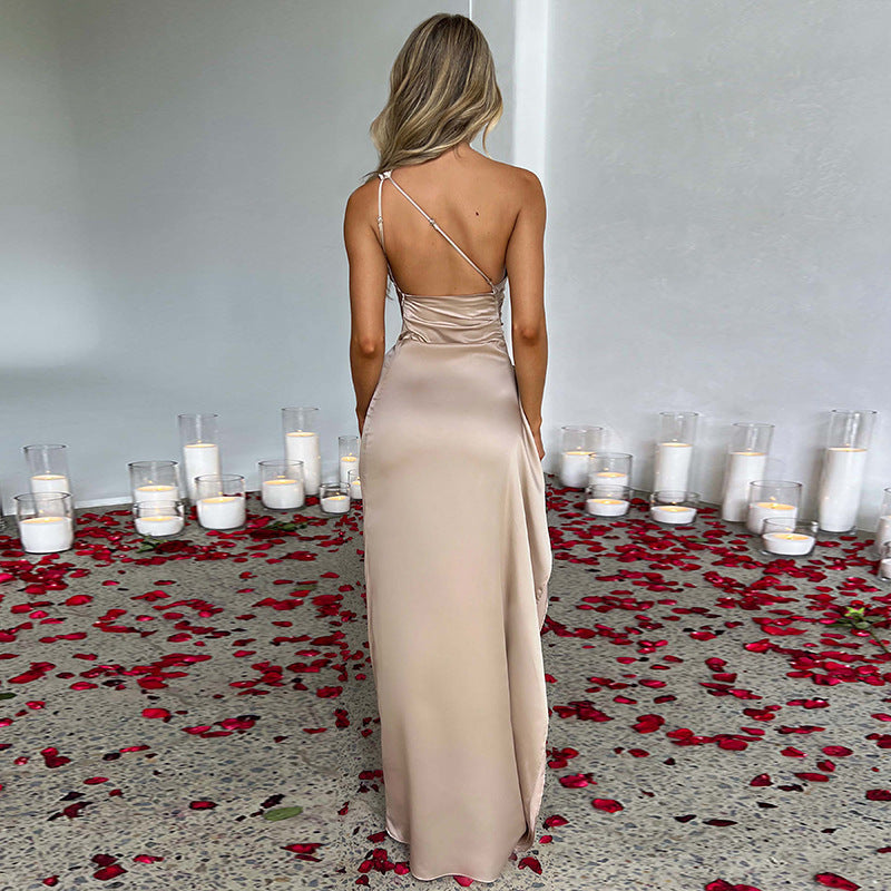 One-shoulder Backless Slit Dress - Willy05Boutique