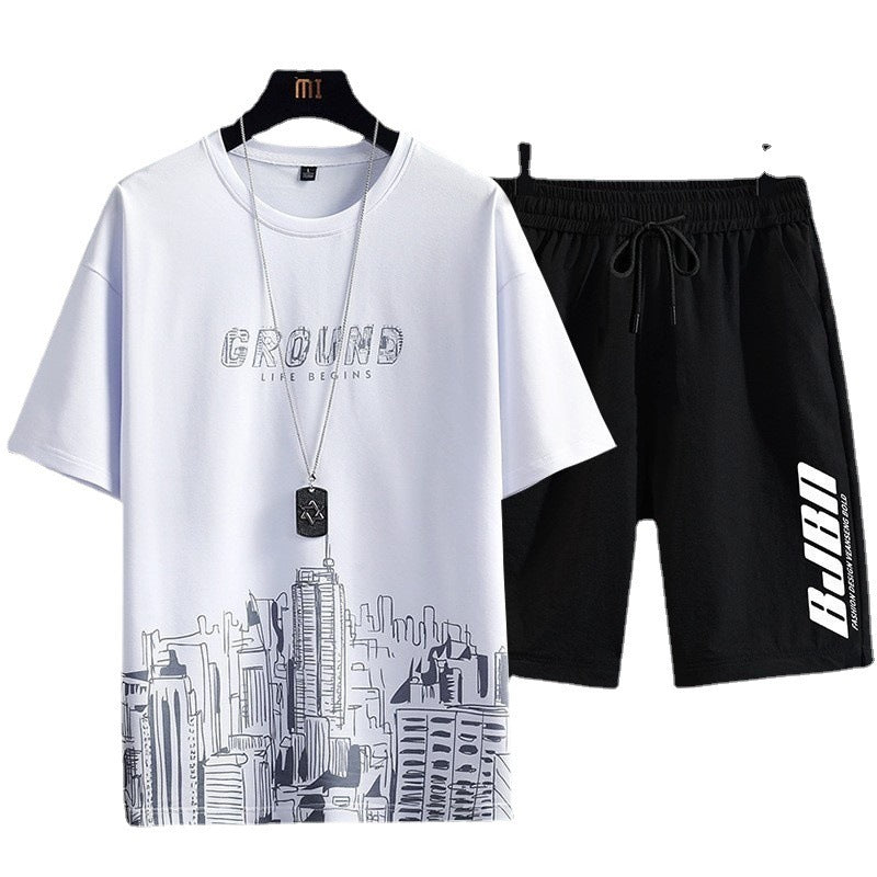 Men's Fashion Printed Short-sleeved T-shirt Shorts - Willy05Boutique