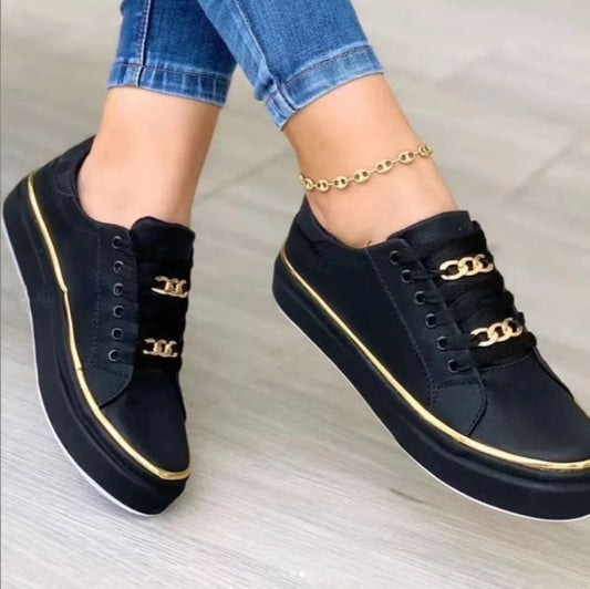 Thick Bottom Loafers Chain Flats Shoes forr Women