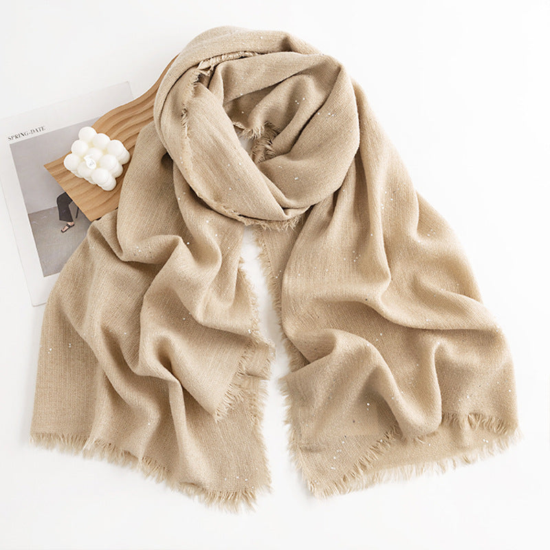 Women's Simple Casual Style Tassel Warm Scarf