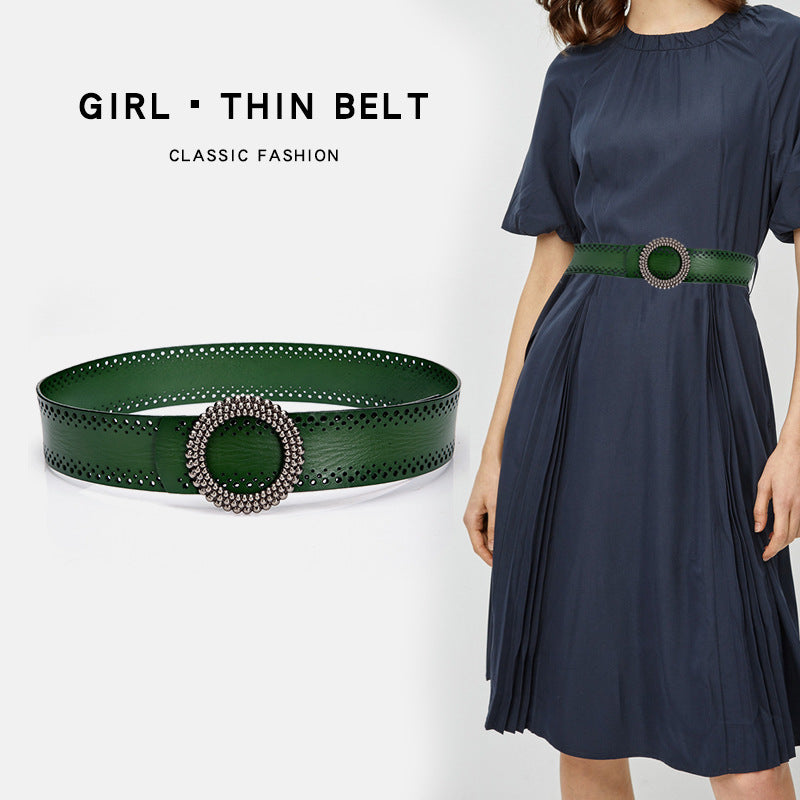 Green Women Belt No Hole Ladies Belts