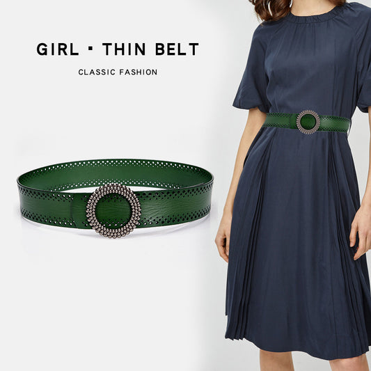 Green Women Belt No Hole Ladies Belts