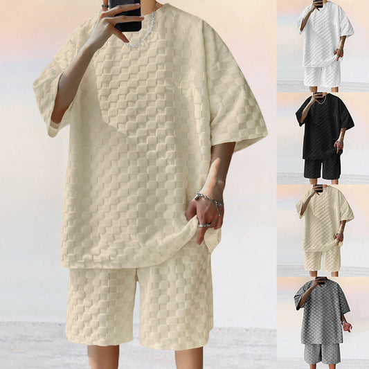 Jacquard Plaid Loose Straight Casual two set. - Willy05Boutique