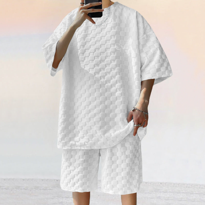 Jacquard Plaid Loose Straight Casual two set. - Willy05Boutique