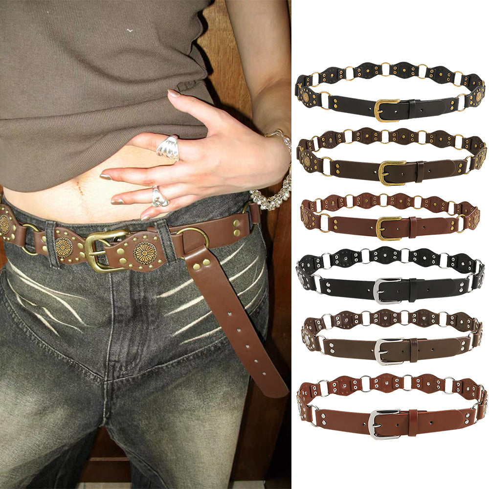 Riveted Metal Buckle Punk Hip Hop Fashion Vintage Belts