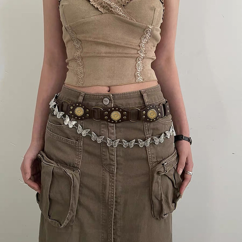 Riveted Metal Buckle Punk Hip Hop Fashion Vintage Belts