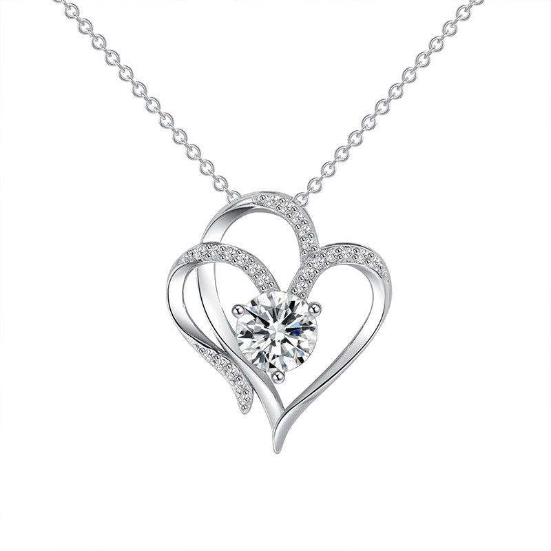 Zircon Double Love Necklace with Rhinestones for Women Valentine's Day - Willy05Boutique