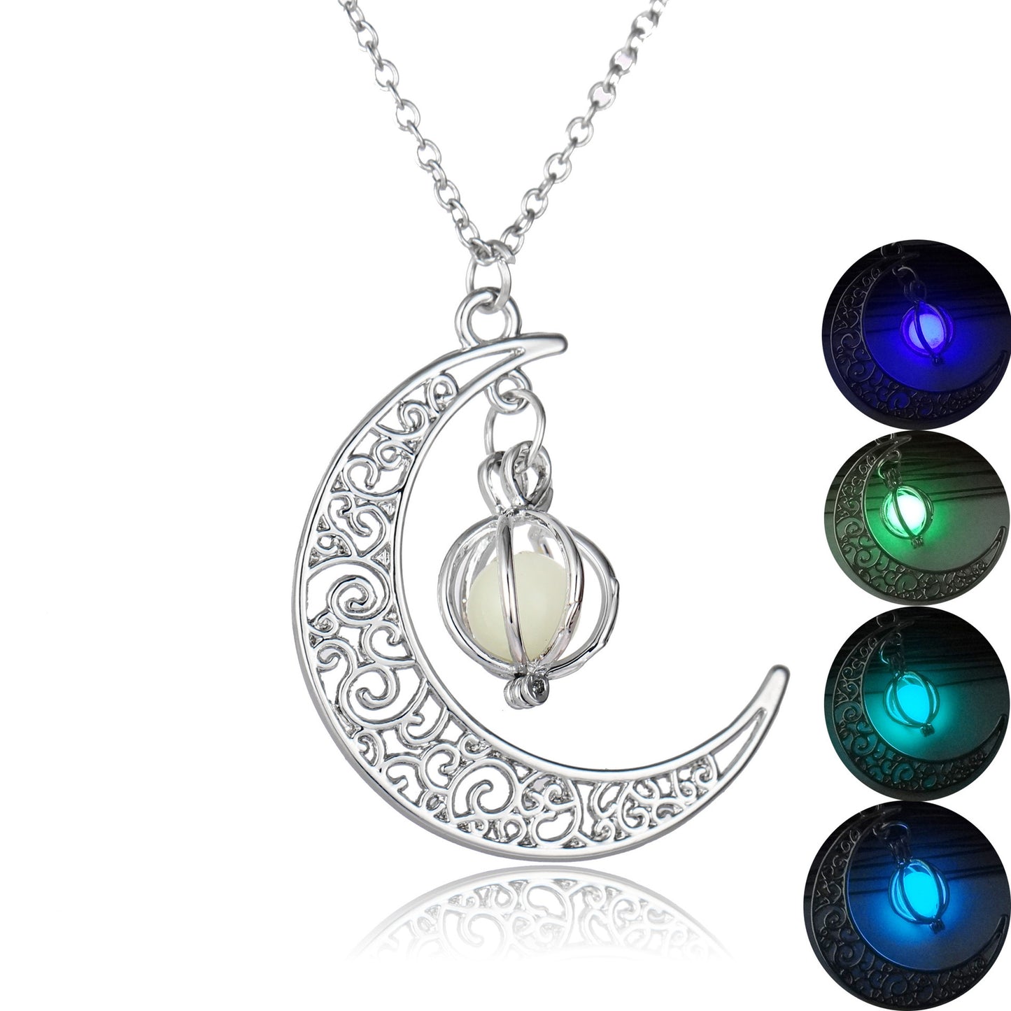 Moon shape Natural Healing Glowing Stone Necklace for Women - Willy05Boutique