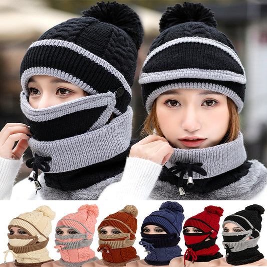 3pcs Knitted Beanie Winter Hat with Scarf for Women