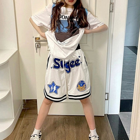 American NBA basketball shorts with graphics for female. - Willy05Boutique
