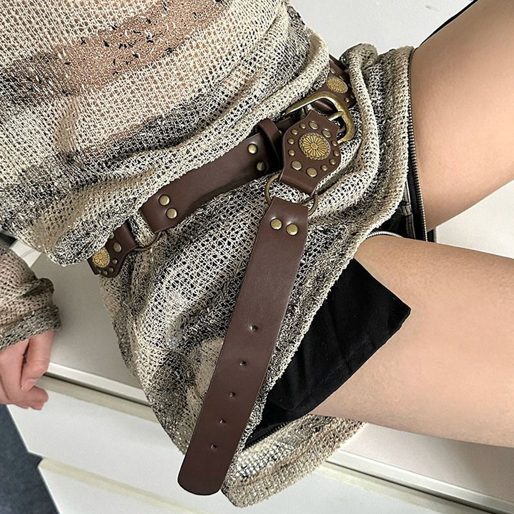 Riveted Metal Buckle Punk Hip Hop Fashion Vintage Belts