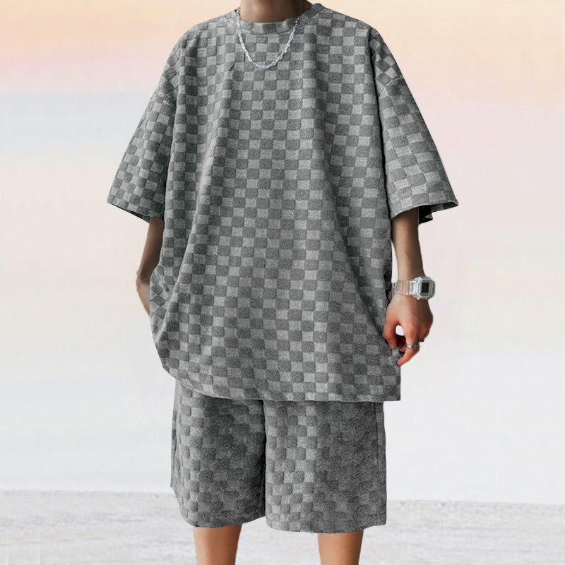 Jacquard Plaid Loose Straight Casual two set. - Willy05Boutique