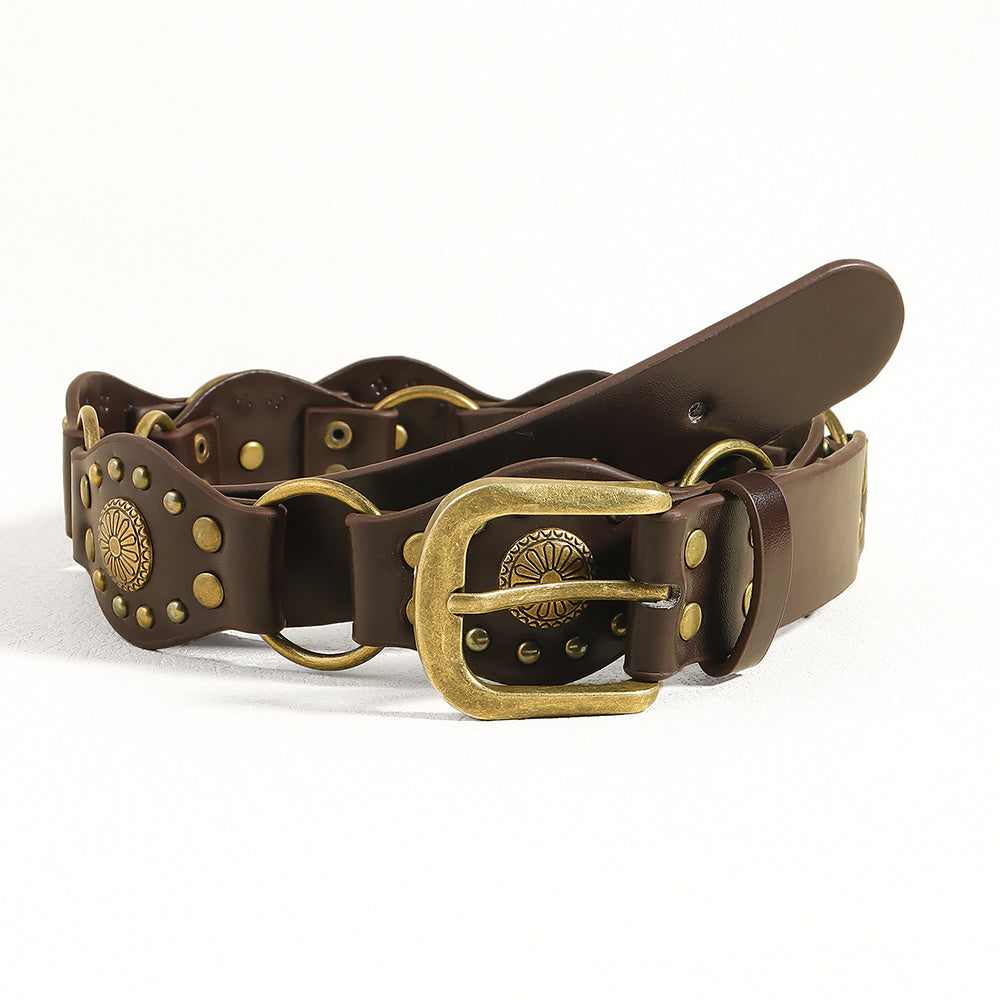 Riveted Metal Buckle Punk Hip Hop Fashion Vintage Belts
