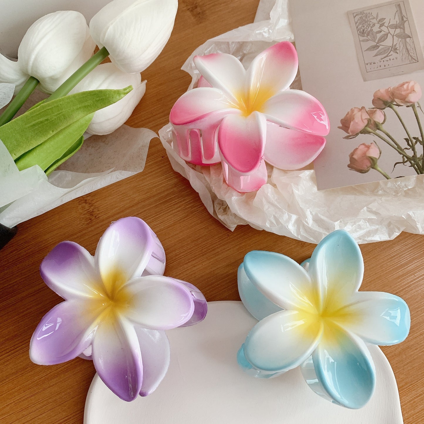 Muweordy Plumeria Flower Hair Clips for Women - Willy05Boutique