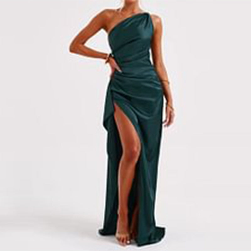 One-shoulder Backless Slit Dress - Willy05Boutique