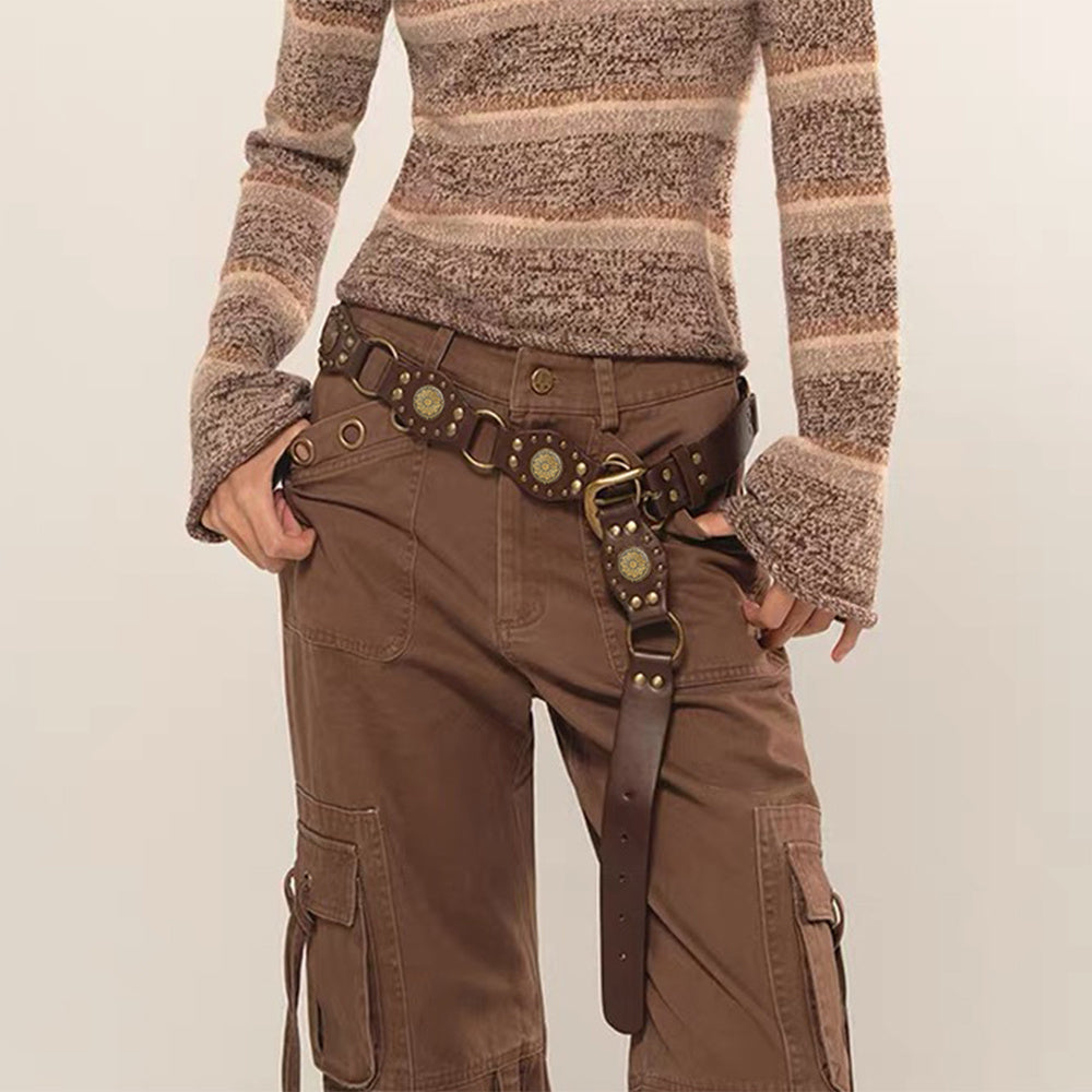Riveted Metal Buckle Punk Hip Hop Fashion Vintage Belts