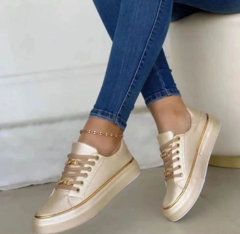 Thick Bottom Loafers Chain Flats Shoes forr Women